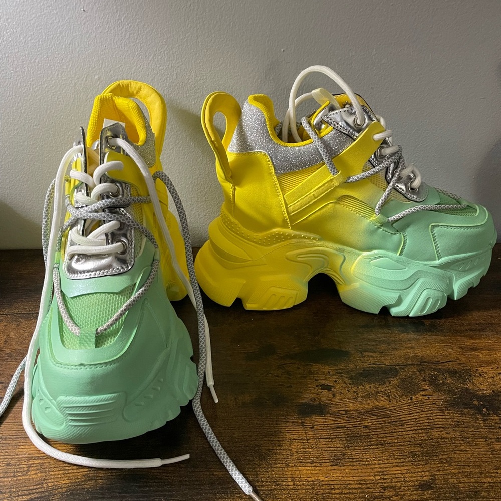 Vibrant Yellow and Green Women's Sneakers